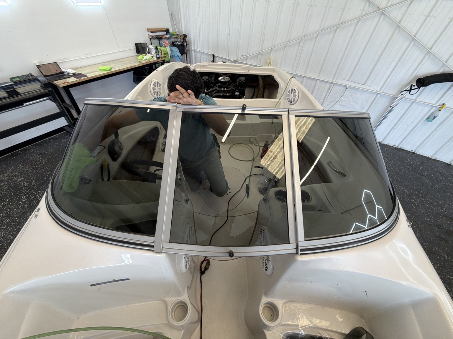 Finished boat window tint project